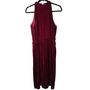Vintage Albert Nipon Red Velvet Mock neck Midi Dress Whimsygoth Vamp Romantic 8